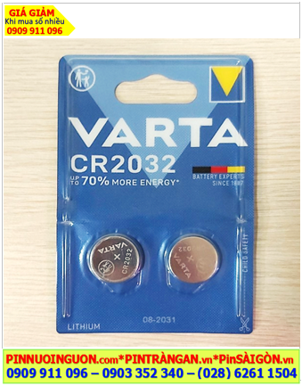 VARTA CR2032, Pin đồng xu 3v lithium VARTA CR2032 chính hãng (Loại vỉ 2 viên) -Giá /vỉ 2viên